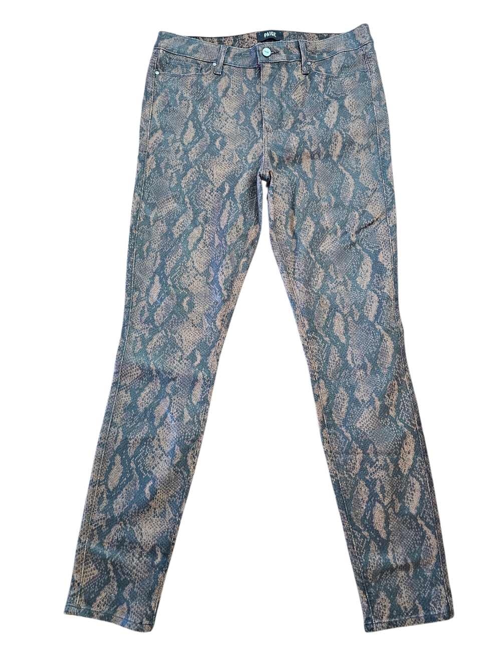 Paige Hoxton Ultra Skinny Coated Brown Snake Size 32